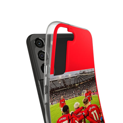 Clear view of the Manchester United Mainoo Garnach Hojlund Soft Phone Case showcasing vibrant team pride and sophisticated design.