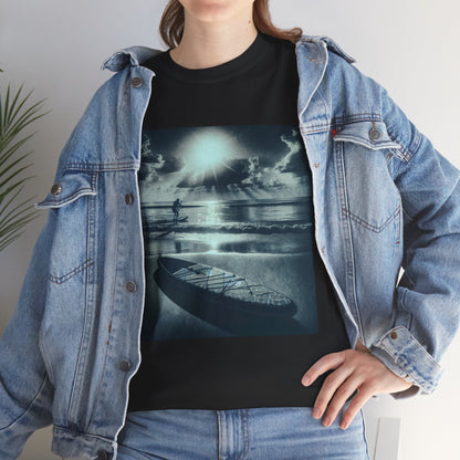 The Elegant Paddle Board T-Shirt styled with beachwear, reflecting the adventurous spirit of paddleboard enthusiasts, designed by Dazzling Dreams Studio.