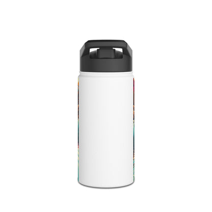 Fantasy Paddleboarding Stainless Steel Water Bottle displayed in a minimalist white style, highlighting its sleek silhouette ideal for outdoor enthusiasts.