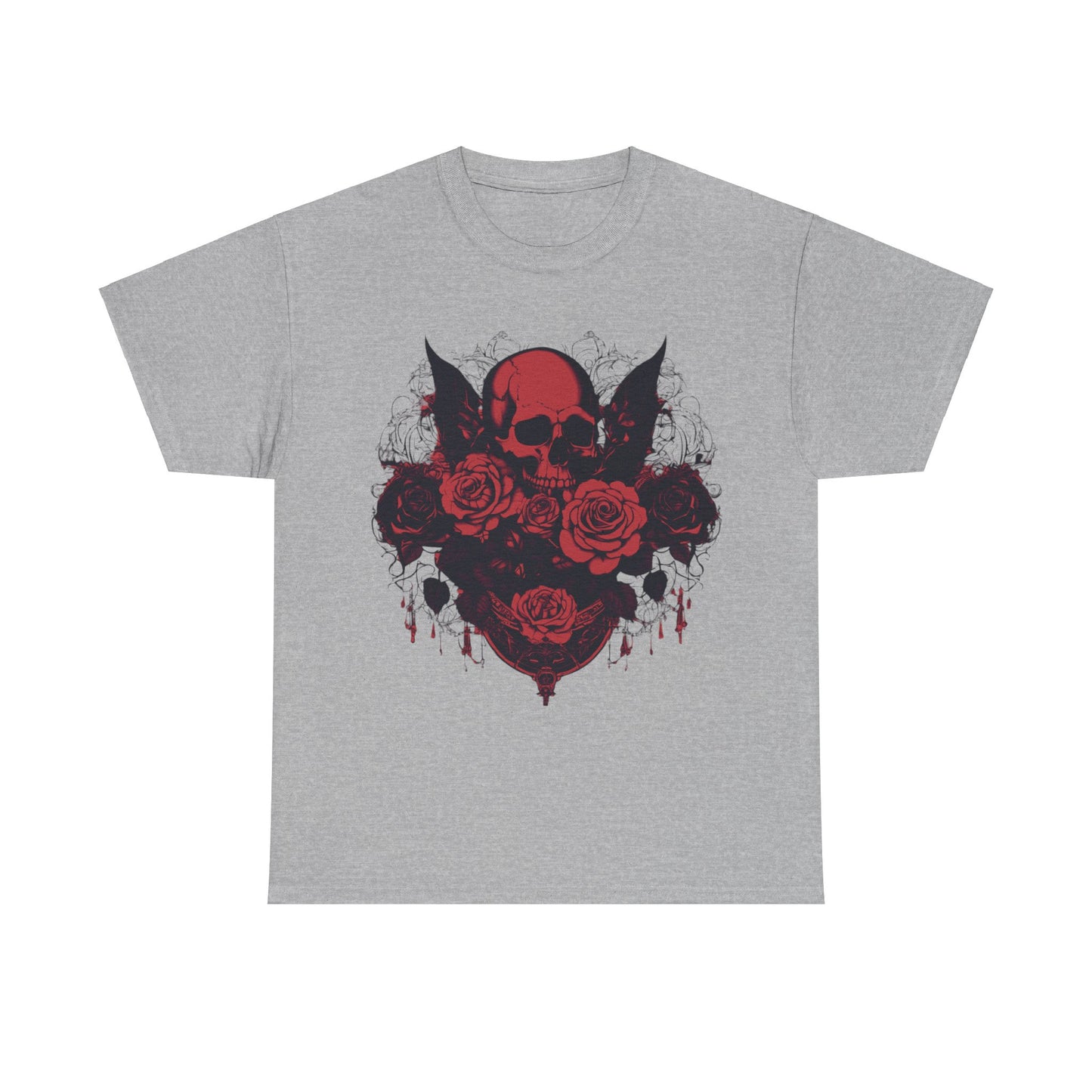 Skulls and Roses Cotton Tee, Unisex Graphic Shirt, 7 color choice