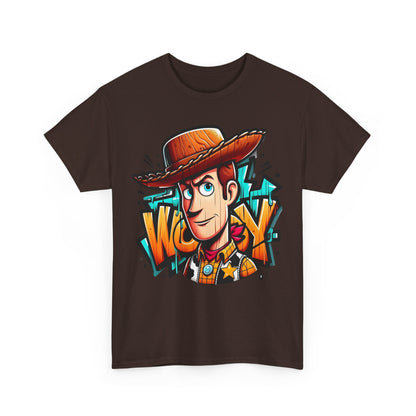 Front view of Woody Graphic Unisex Cotton Tee, featuring a vibrant and nostalgic Woody graphic, perfect for expressing individuality.