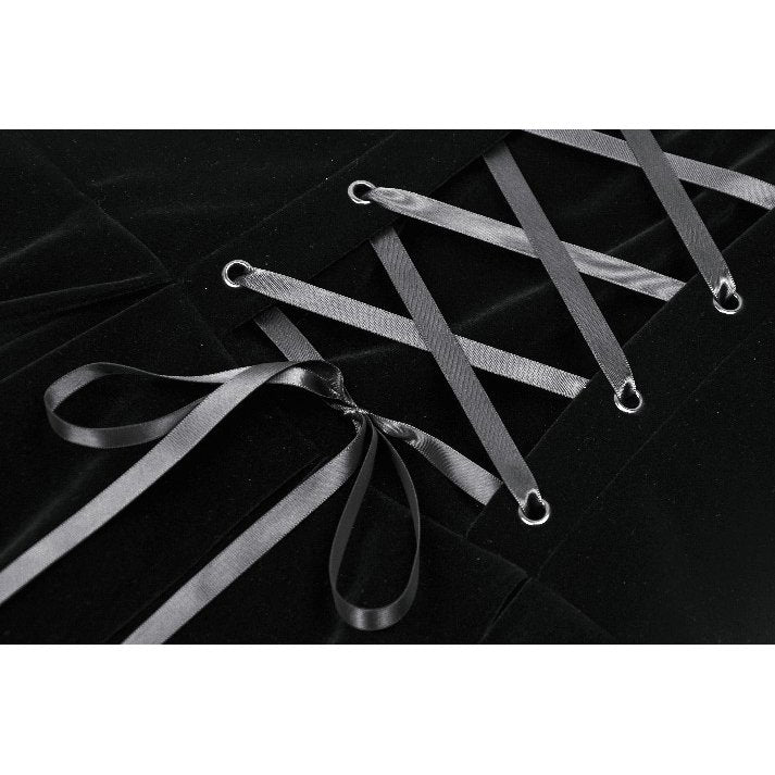 Stylish flat lay of the Dark In Love Lux Black Velvet Maxi Dress surrounded by gothic accessories, perfect for dark elegance enthusiasts.