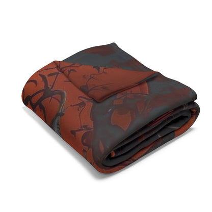 Elegant Decorative and Warm Halloween Spooky Arctic Fleece Blanket expertly folded, showcasing rich colours and soft fabric perfect for autumn evenings.