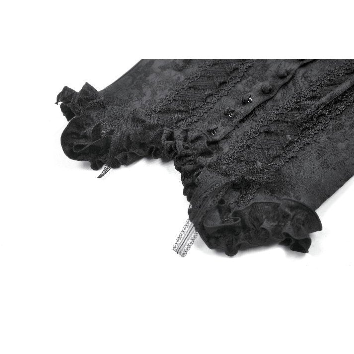 Model wearing Dark in Love Selene Floral Jacquard Corset Top paired with a flowing skirt, highlighting the perfect blend of romance and darkness.