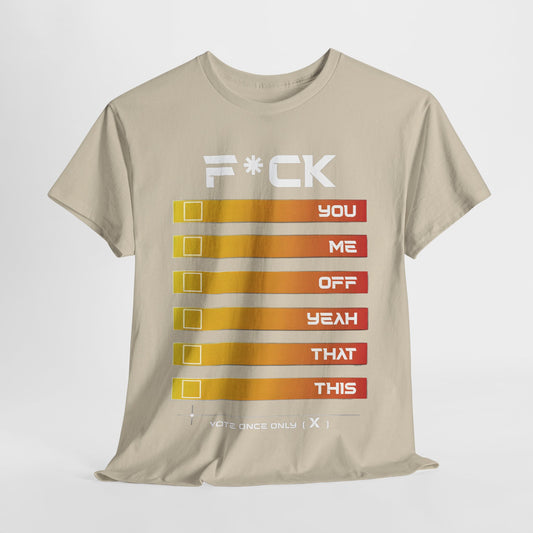 F*CK Graphic Tee - Premium Cotton Unisex Remarkable Statement T-Shirt in Beige featuring an eye-catching graphic design with playful colour gradient elements.