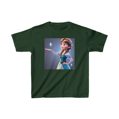 Stylish Kids Frozen Anna Heavy Cotton T-Shirt with an enchanting Anna print, ideal for fashionable young princesses.
