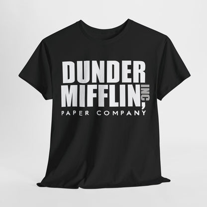 Dunder Mifflin Logo Graphic T-Shirt, Luxury Urban Unisex Cotton Tee in Black featuring the iconic logo of Scranton’s finest paper company.