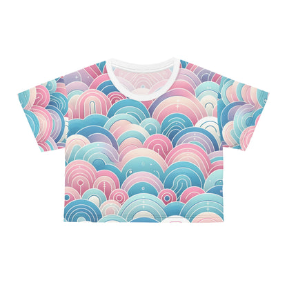 Silky soft polyester Marcella Kensington Pastel Crop Top featured in a luxurious fit, perfect for stylish daywear by Dazzling Dreams Studio.