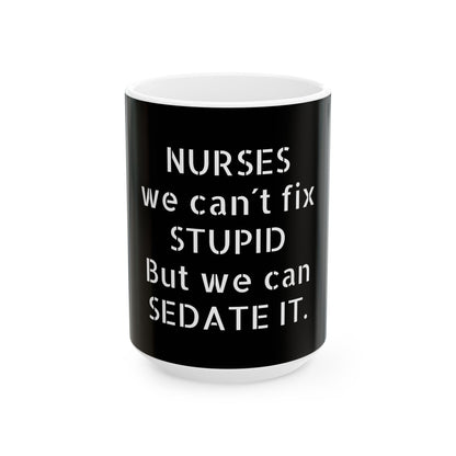 Funny Office Mug with an adult humour slogan, ideal gift for birthdays or Secret Santa, made by Dazzling Dreams Studio.