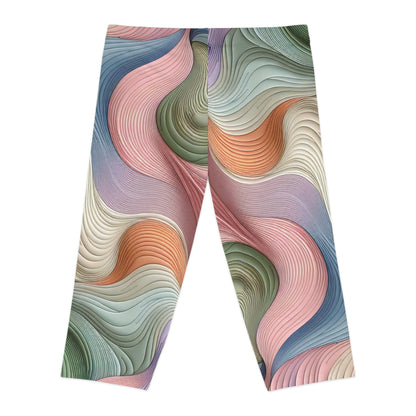 Dynamic shot of Dazzling Dreams Studio’s FitRevolution Ultimate Tone Zone Capri Leggings, emphasizing luxury activewear for the modern athlete.