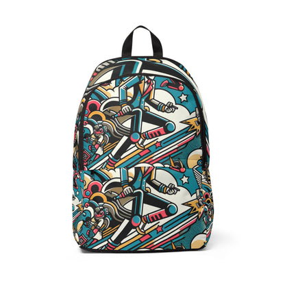 Elegant Playful Pop Art Backpack showcased with vibrant cartoon characters by Dazzling Dreams Studio, perfect for sophisticated style and modern fashion.