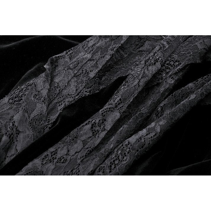 Luxurious close-up of the lace detailing on the Dark in Love Fia Gothic Maxi Dress, showcasing the intricate craftsmanship and romantic allure.