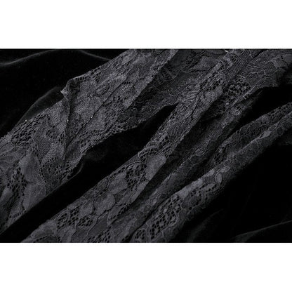 Luxurious close-up of the lace detailing on the Dark in Love Fia Gothic Maxi Dress, showcasing the intricate craftsmanship and romantic allure.