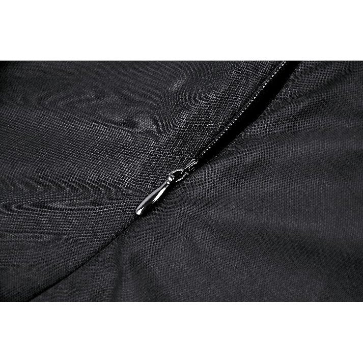 Floor-length chiffon skirt of the Dark in Love Millicent Black Tulle Dress, featuring sheer bell sleeves and beautiful layered lace details, perfect for an exquisite vintage-inspired look.