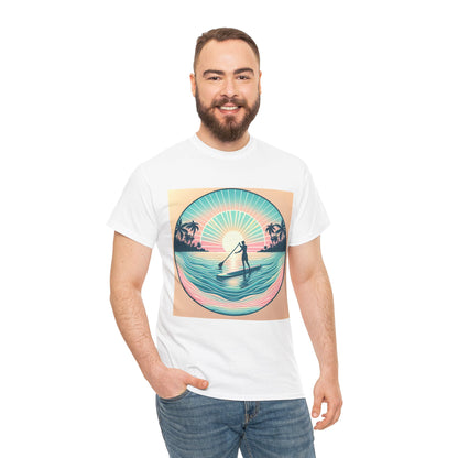 Flat lay of the Delightfull Paddle Board T-Shirt from Dazzling Dreams Studio, emphasising its modern fit and versatile style for casual outings and aquatic experiences.