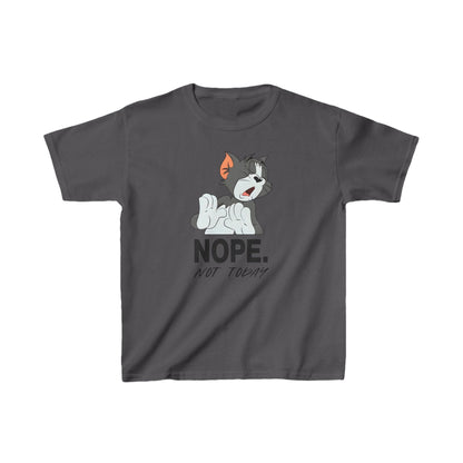 Luxury Child's Tom & Jerry “NOPE” Graphic Unisex Tee Shirt in charcoal grey, featuring a stylish depiction of Tom the cat conveying fun attitude.