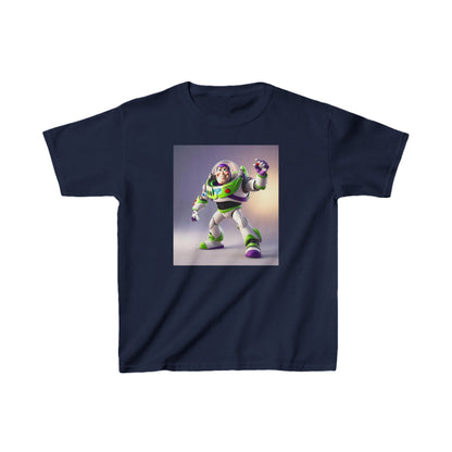 Kids Buzz Lightyear Heavy Cotton T-Shirt in navy, featuring an iconic Buzz Lightyear graphic, perfect for young space rangers looking for comfort and style.