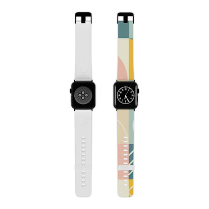 VisualVortex Modern Geometric Apple Watch Band by Dazzling Dreams Studio, showcasing elegant pastel colours and stylish geometric patterns, ideal for luxury wear.