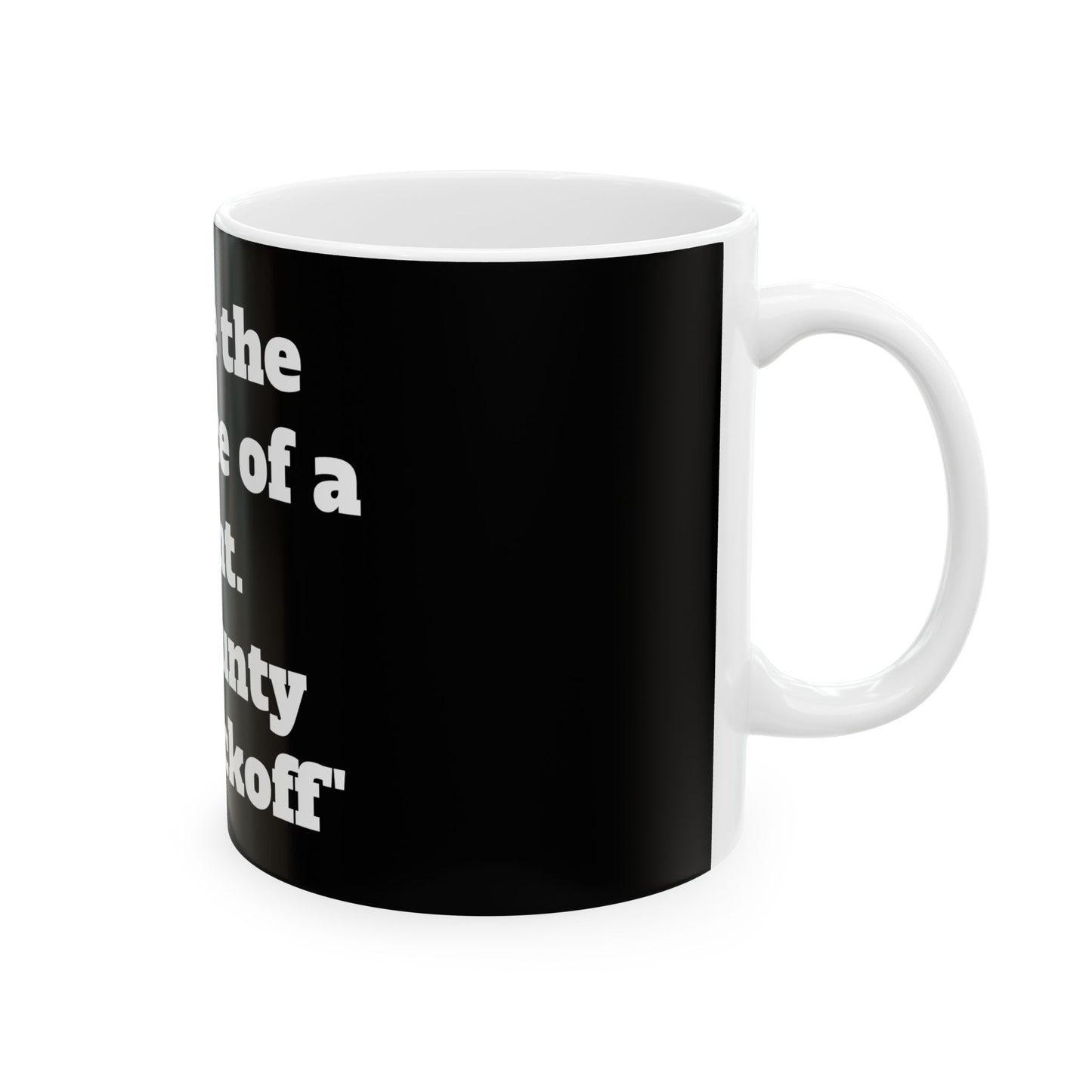 Glossy ceramic mug with a funny slogan, perfect for office humour and a great way to spice up your morning coffee.