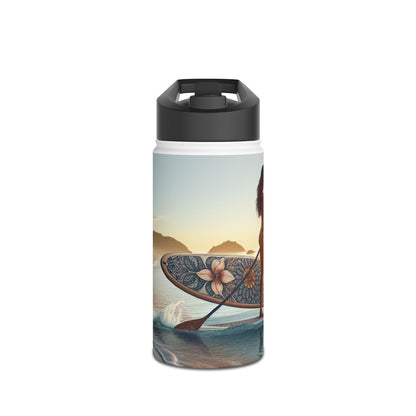 Luxury Fantasy Paddleboarding Stainless Steel Water Bottle featuring an elegant design, perfect for adventure seekers. Ideal for hydrating during outdoor activities on the water.