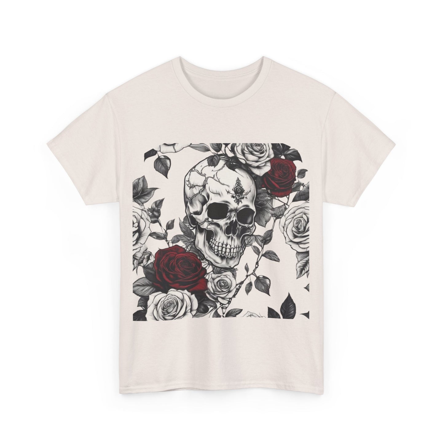 Skulls and Roses Cotton Tee, Unisex Graphic Shirt,