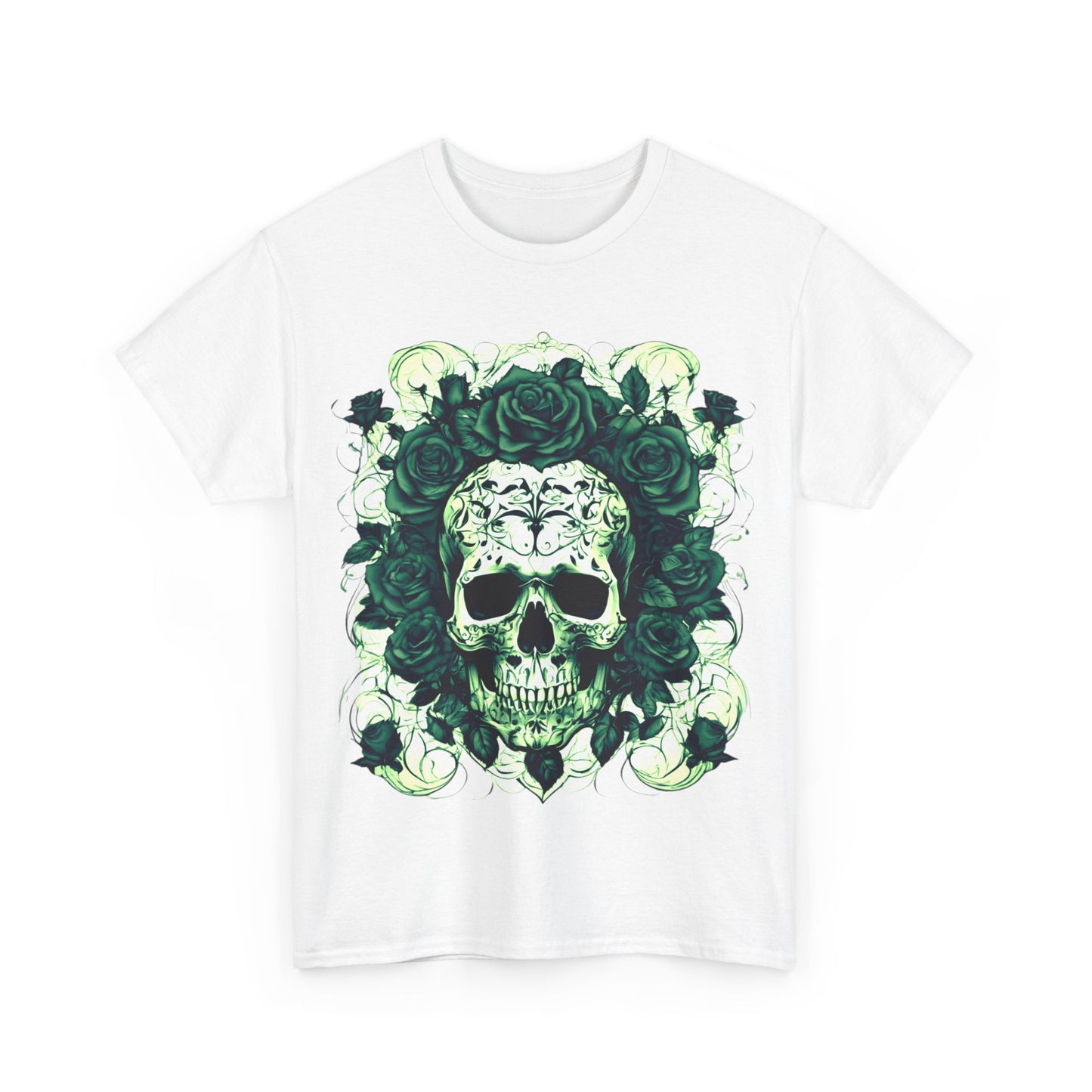 Skulls and Roses Cotton Tee, Unisex Graphic Shirt, 7 color choice