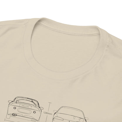 Close-up view of the luxurious neckline and fabric texture of the Mitsubishi Eclipse GST t-shirt, featuring detailed car specifications for the discerning automotive aficionado.