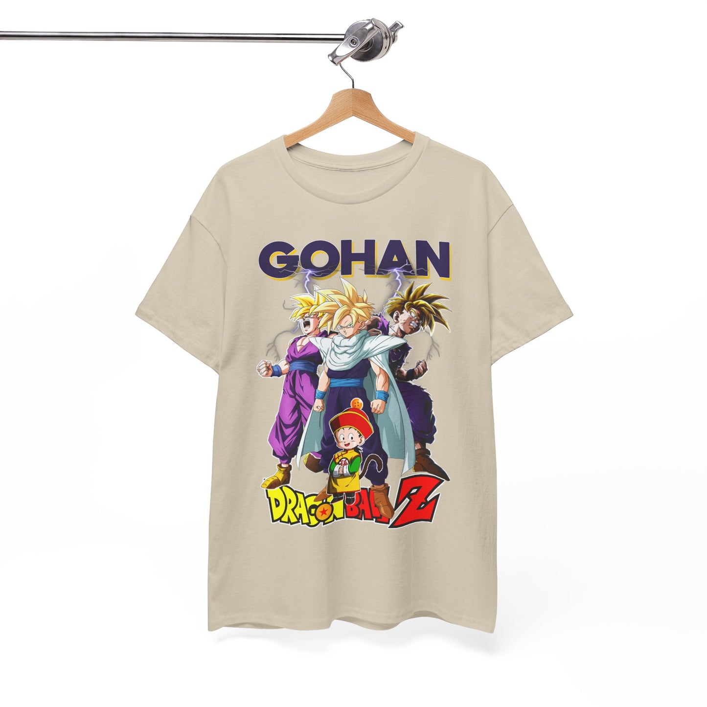 Luxury Gohan Ascends T-Shirt showcasing vibrant Dragon Ball Z graphics, perfect for anime enthusiasts.