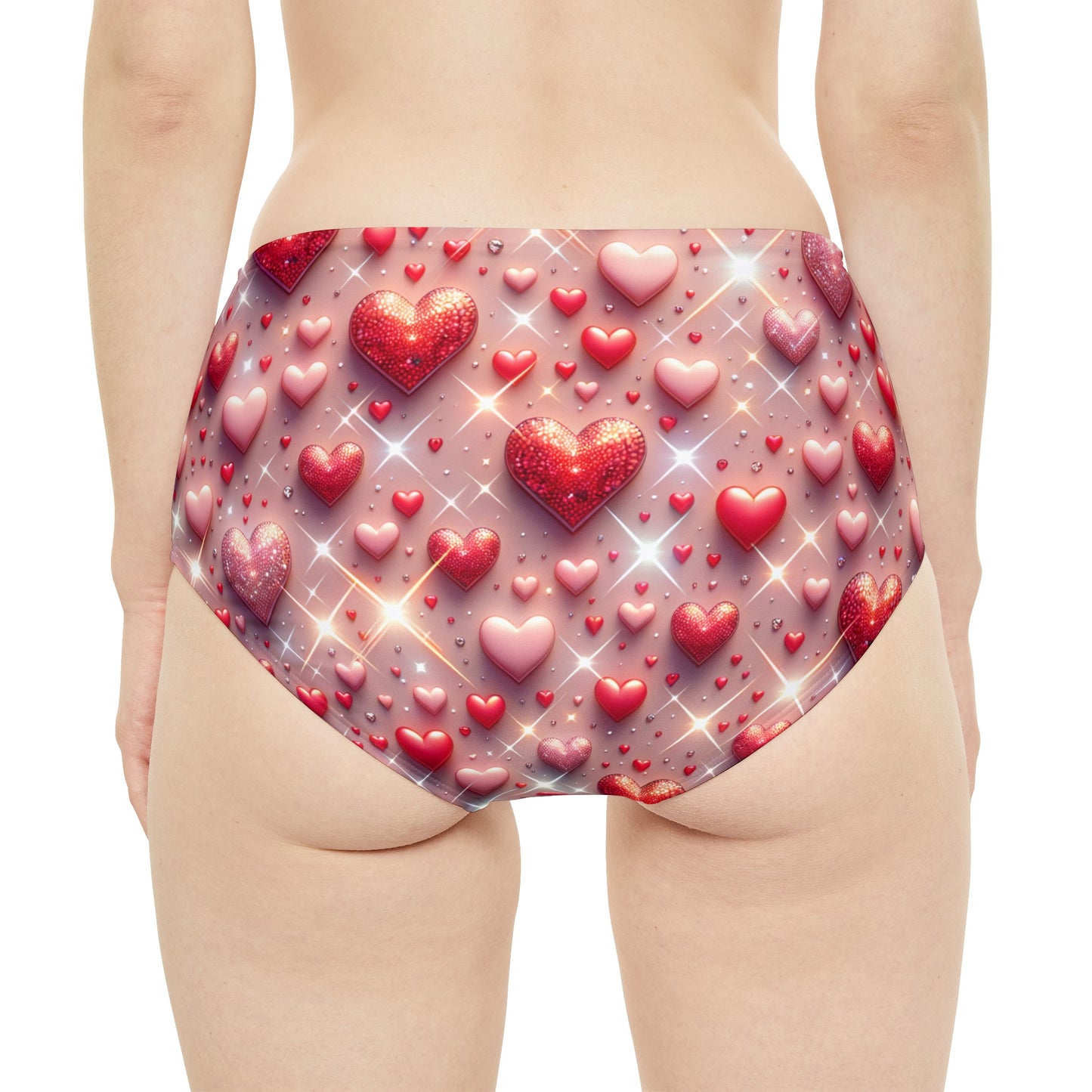 Glittering hearts  High-Waist Hipster Bikini Bottom