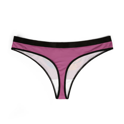 Chic and playful women's thong in deep purple with a bold graphic of rainbow lips, ideal for adding a touch of humour to intimate wardrobe.