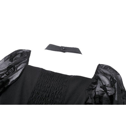 Back view of the Dark in Love Blanche Victorian gothic dress, highlighting the exquisite craftsmanship and luxurious fabric details.