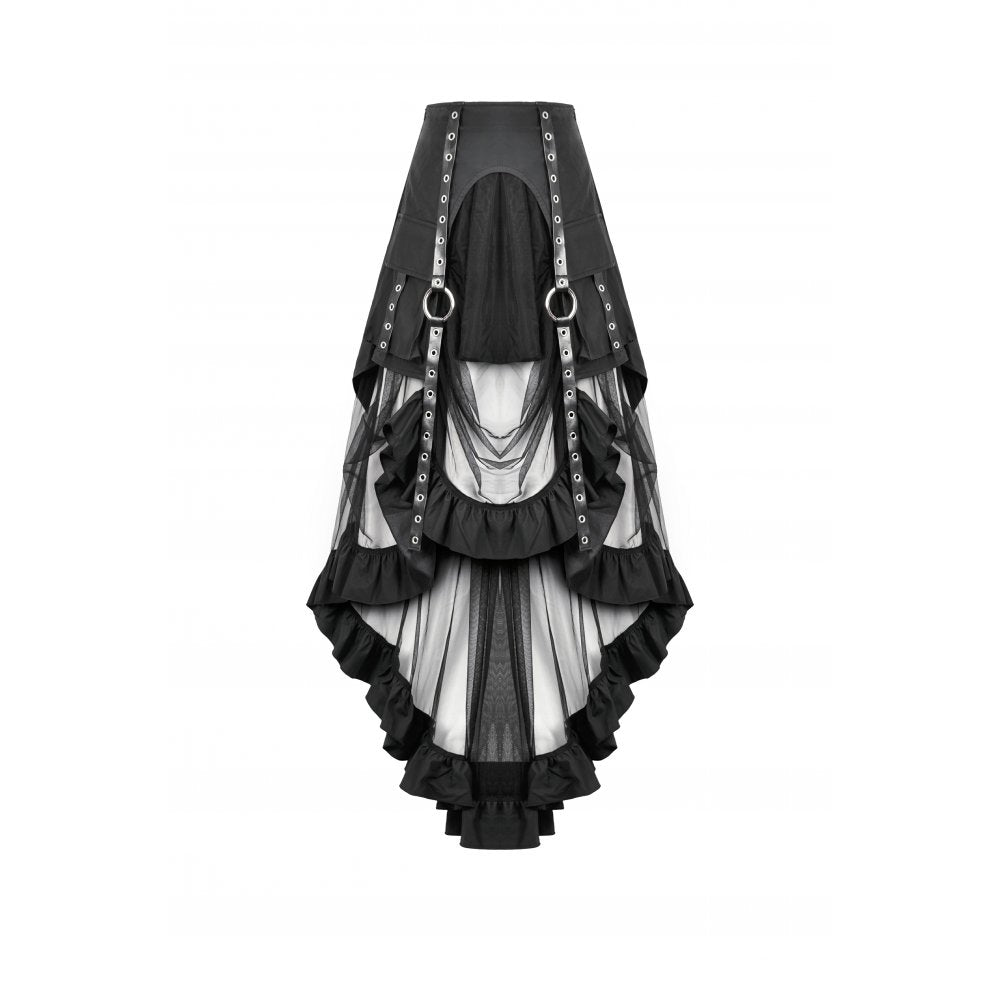 Back zip closure of the Dark In Love Belladonna Skirt, ensuring easy wear while maintaining a sleek silhouette, crafted for a luxurious goth aesthetic.