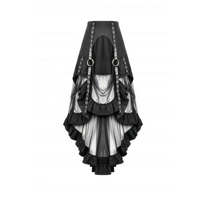 Back zip closure of the Dark In Love Belladonna Skirt, ensuring easy wear while maintaining a sleek silhouette, crafted for a luxurious goth aesthetic.