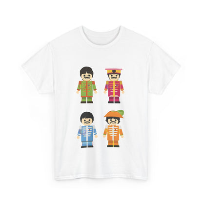 The Toy Beatles Graphic T-Shirt Urban Unisex Cotton Tee with a charming white background, featuring the beloved cartoon versions of the iconic band members as a trendy statement.