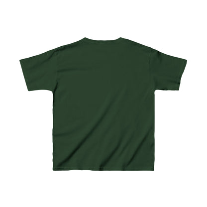 Kids Iron Man Printed Heavy Duty T-Shirt featuring a vibrant green backdrop, ideal for young superhero enthusiasts.