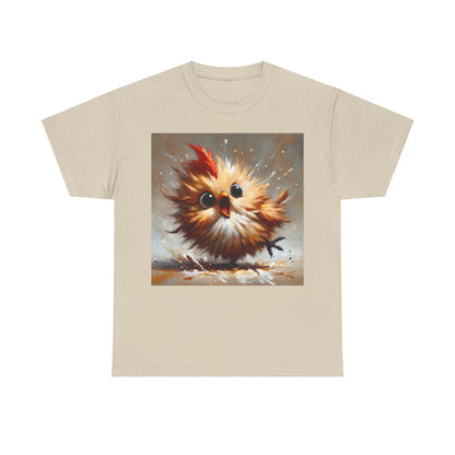 Explosive Joy Tee - Cartoon Bird Edition in beige highlighting an expressive bird illustration that captures pure joy and excitement.