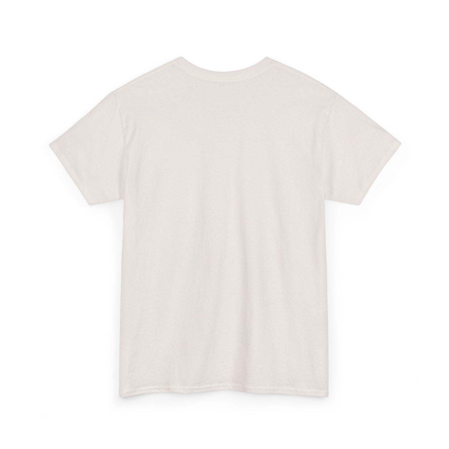 Refined view of the back of a Retro Racing Vintage Car Graphic T-Shirt in a subtle cream tone, highlighting its premium cotton fabric and relaxed silhouette.