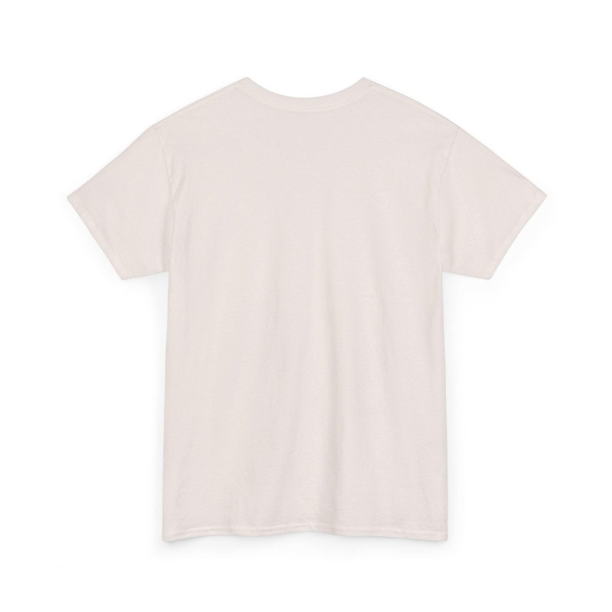 Refined view of the back of a Retro Racing Vintage Car Graphic T-Shirt in a subtle cream tone, highlighting its premium cotton fabric and relaxed silhouette.