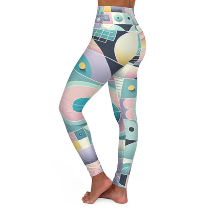 Luxury women's leggings showcasing vibrant geometric designs, perfect for modern fashion looks by Dazzling Dreams Studio.
