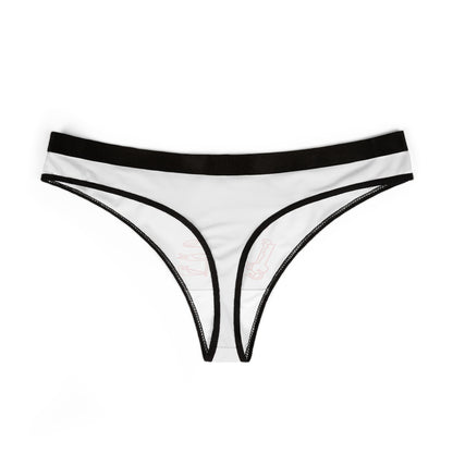 Elegant women's thong underwear featuring a playful graphic design, emphasising a cheeky romantic theme, ideal for gifting on special occasions.