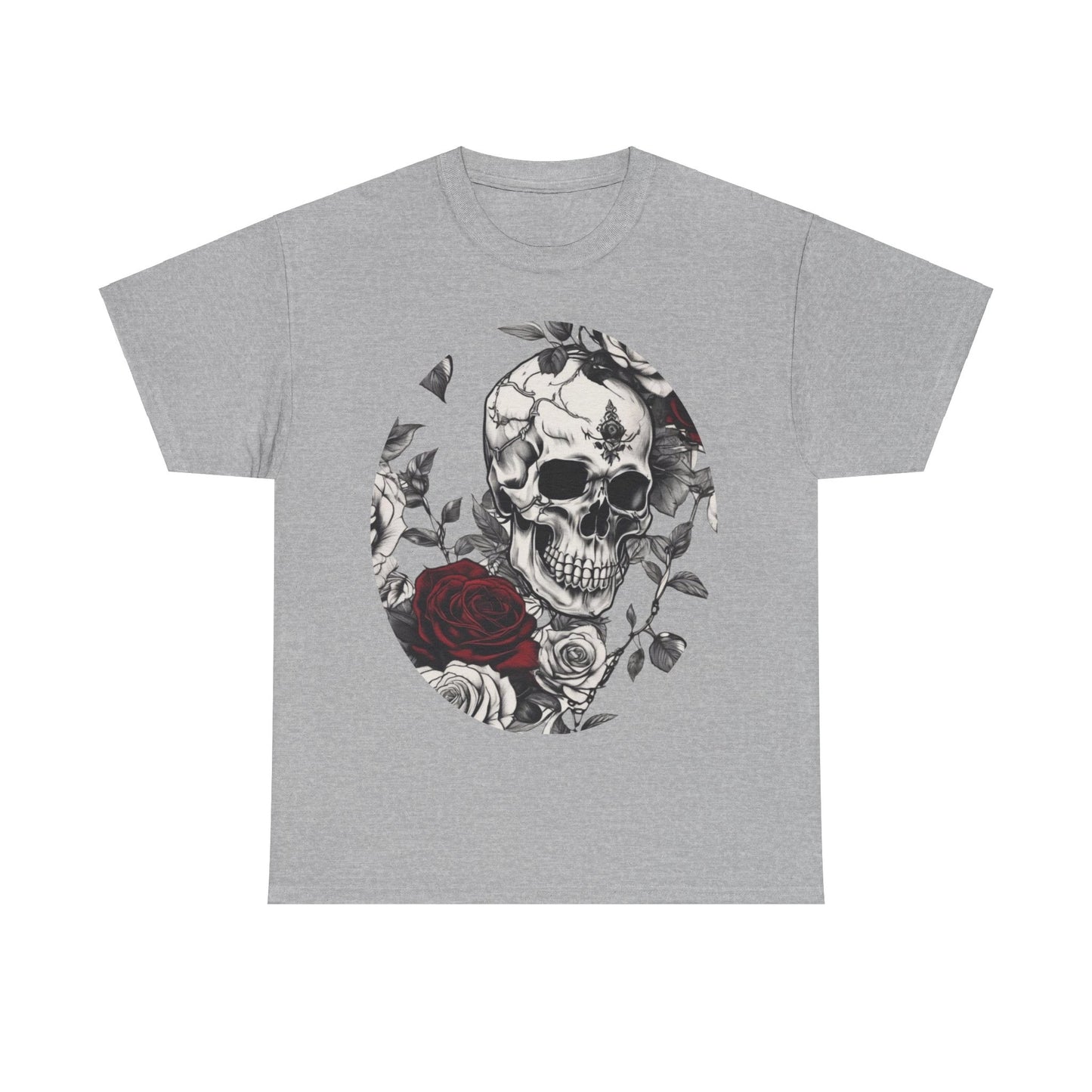 Skulls and Roses Cotton Tee, Unisex Graphic Shirt,