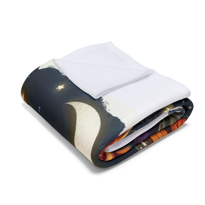 Folded view of the Decorative and Warm Halloween Skellington Spooky Arctic Fleece Blanket, showcasing its luxurious fabric and intricate Halloween-themed artwork.