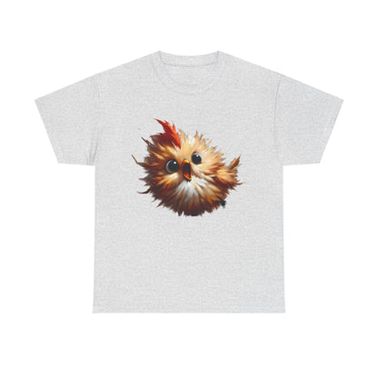 Explosive Joy Tee - Cartoon Bird Edition with a charming bird graphic on a sophisticated grey unisex cotton tee, providing a unique blend of comfort and luxury style.