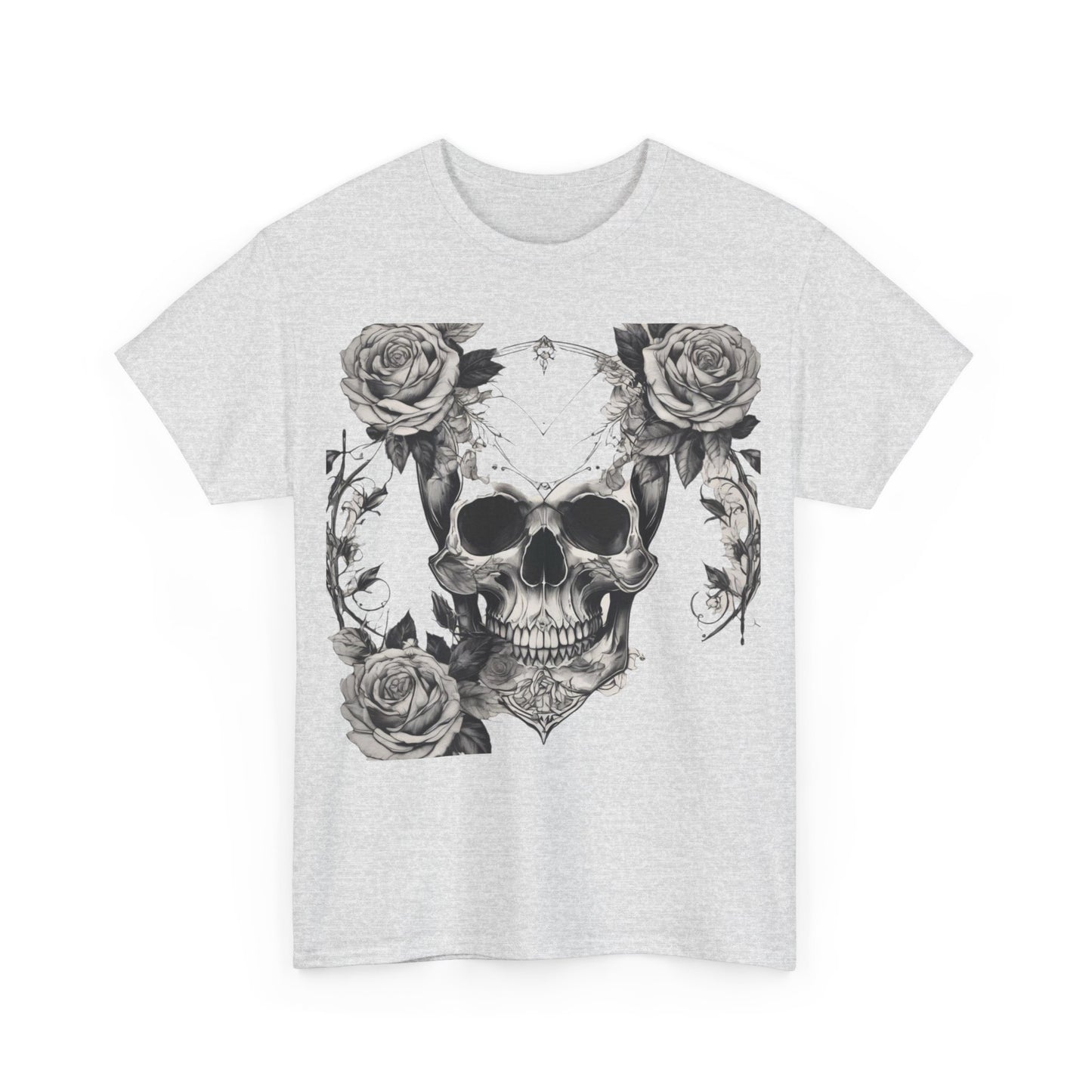 Skulls and Roses Cotton Tee, Unisex Graphic Shirt, 7 color choice