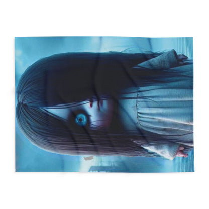 Chic decorative fleece blanket illustrating an enchanting spooky scene, ideal for enhancing your home décor this Halloween.