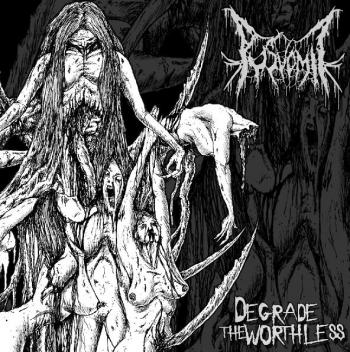 Officially licensed Pus Vomit - Degrade The Worthless CD from Rancid Offal Records, featuring an intense death metal album cover showcasing the artist's unique style and thematic elements.