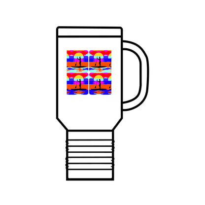 Fantasy Paddleboarding 40oz Insulated Travel Mug featuring a vibrant and whimsical design, perfect for adventure lovers seeking style and practicality.