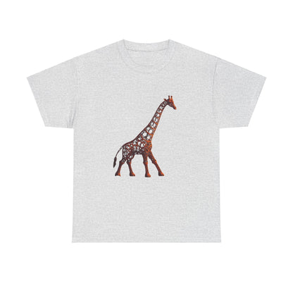 Stylish Unisex Giraffe Graphic Tee in grey displaying a sophisticated giraffe graphic design.
