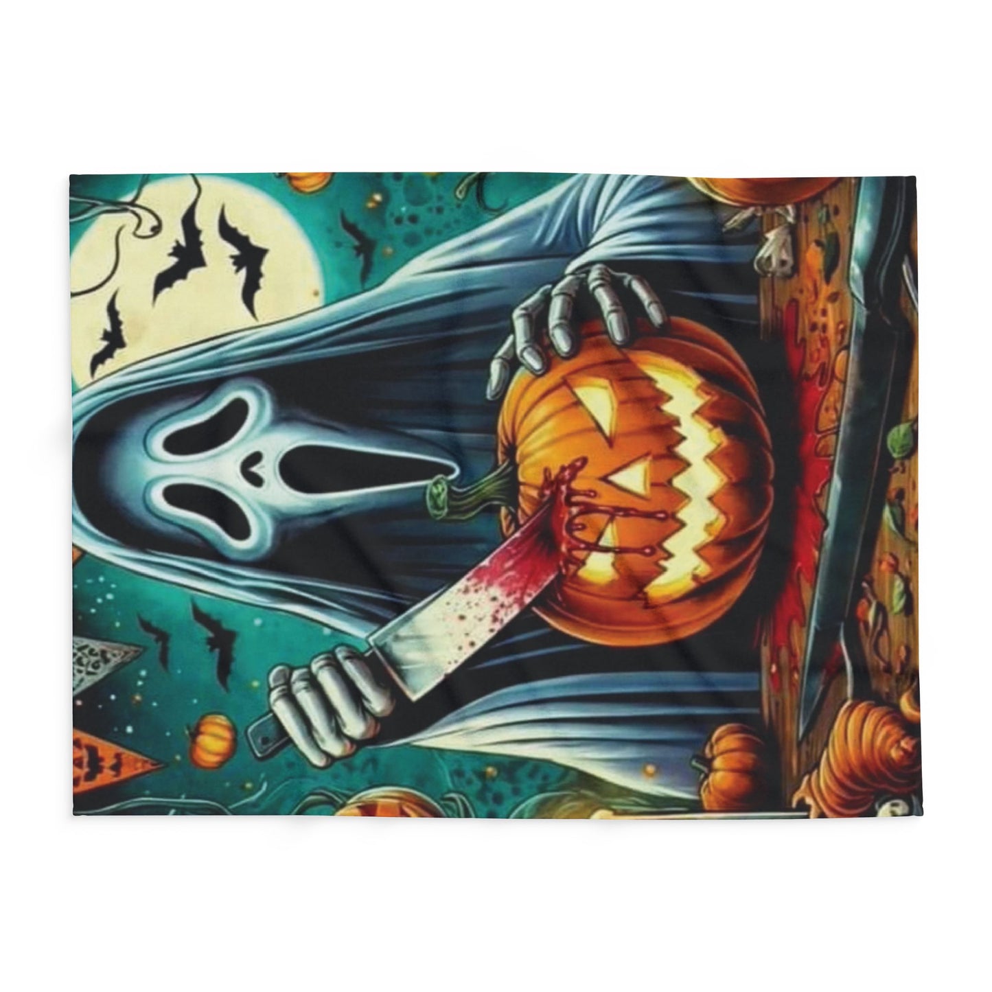 Decorative and Warm Halloween Spooky Scream Arctic Fleece Blanket 3 Sizes