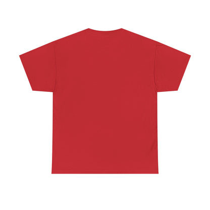 Sophisticated back view of a red unisex Graphic T-Shirt, showcasing a seamless design ideal for making a bold statement with the phrase 'In My Defence I Was Left Unsupervised'.